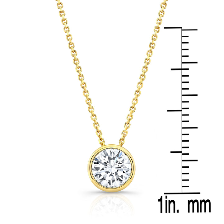 Round (full Cut) Diamond Solitaire Pendant In A 14k Yellow Gold Bezel Slide Setting, 1ct. T.w. (hi, Si1-si2)