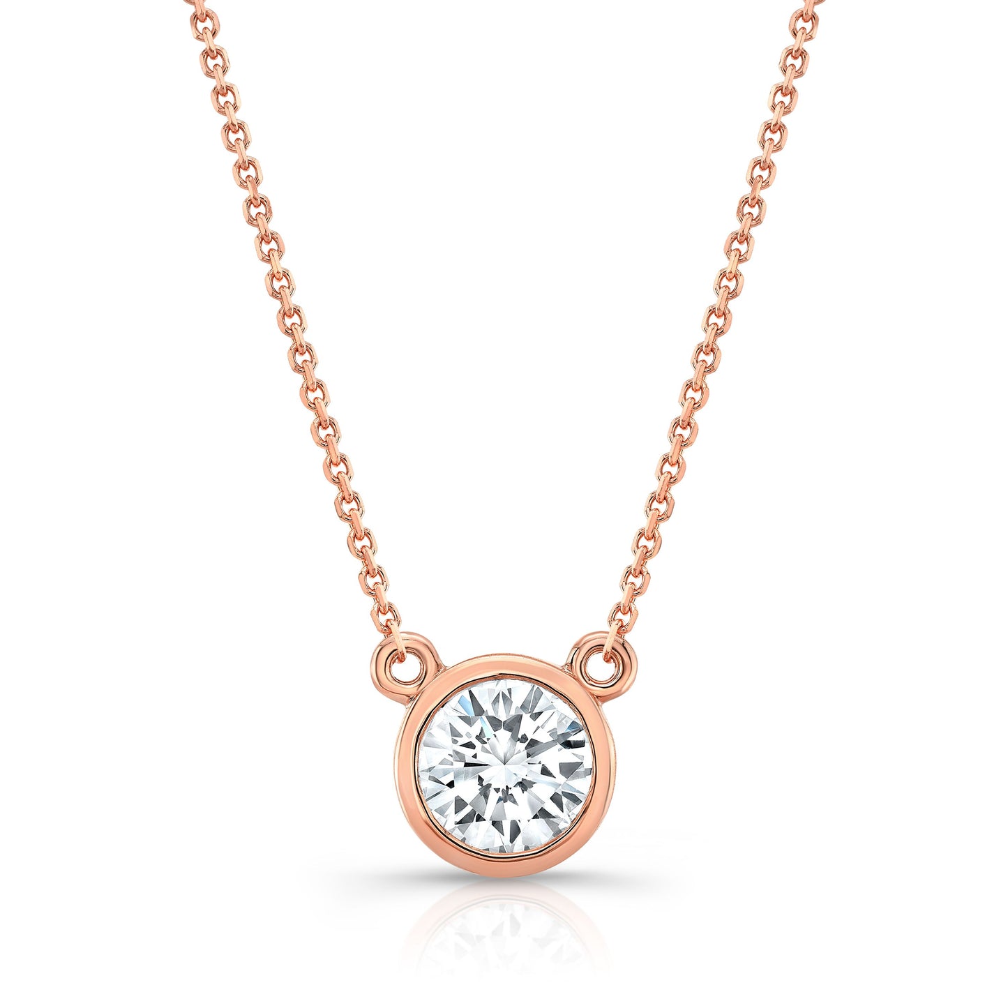 Round (full Cut) Diamond Solitaire Pendant In A Platinum Bezel Centered Setting, 0.55ct. T.w. (hi, Si1-si2)