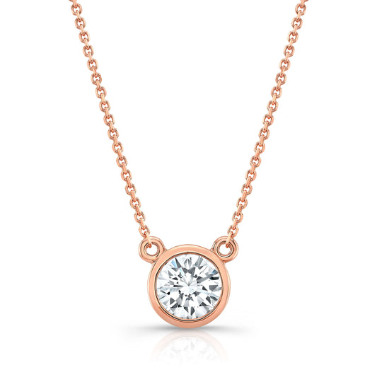Round (full Cut) Diamond Solitaire Pendant In A Platinum Bezel Centered Setting, 0.55ct. T.w. (hi, Si1-si2)