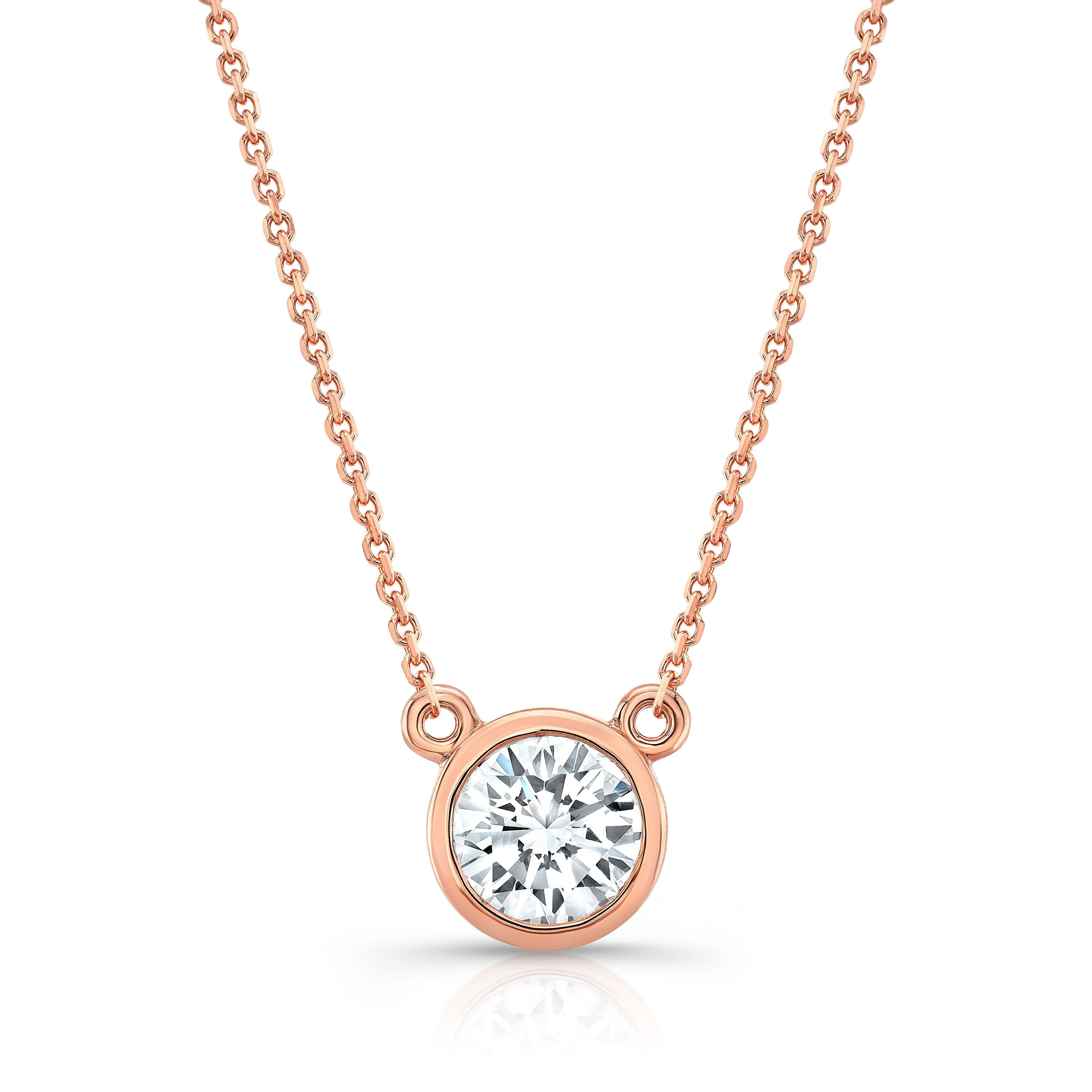 Round (full Cut) Diamond Solitaire Pendant In A Platinum Bezel Centered Setting, 1ct. T.w. (hi, Si1-si2)