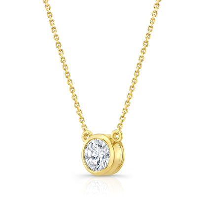 Round (full Cut) Diamond Solitaire Pendant In A 14k Yellow Gold Bezel Centered Setting, 0.25ct. T.w. (hi, Si1-si2)