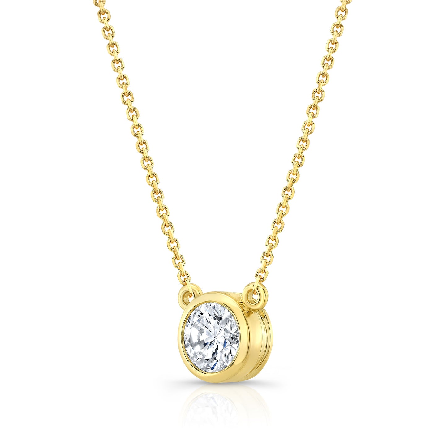 Round (full Cut) Diamond Solitaire Pendant In A 14k Yellow Gold Bezel Centered Setting, 0.55ct. T.w. (hi, Si1-si2)