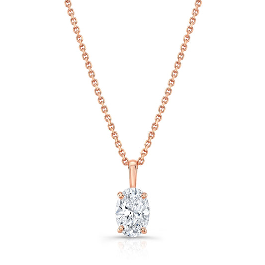 Oval Diamond Solitaire Pendant In A Platinum Fleur De Lis Setting, 0.75ct. T.w. (hi, Si1-si2)