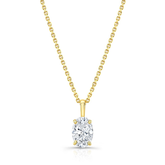 Oval Diamond Solitaire Pendant In A 14k Yellow Gold Fleur De Lis Setting, 0.5ct. T.w. (hi, Si1-si2)