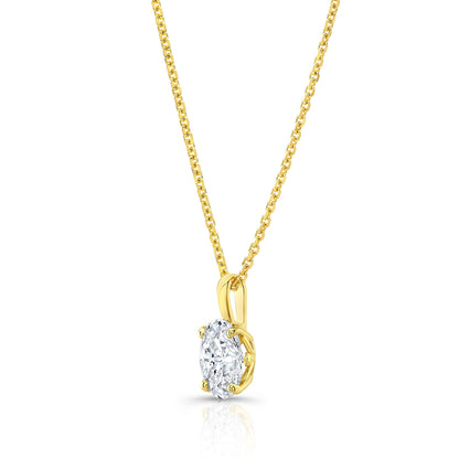 Oval Diamond Solitaire Pendant In A 14k Yellow Gold Fleur De Lis Setting, 3.85ct. T.w. (hi, Si1-si2)