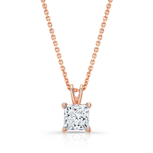Princess Diamond Solitaire Pendant In A Platinum 4-prong Basket Setting, 1.25ct. T.w. (hi, Si1-si2)