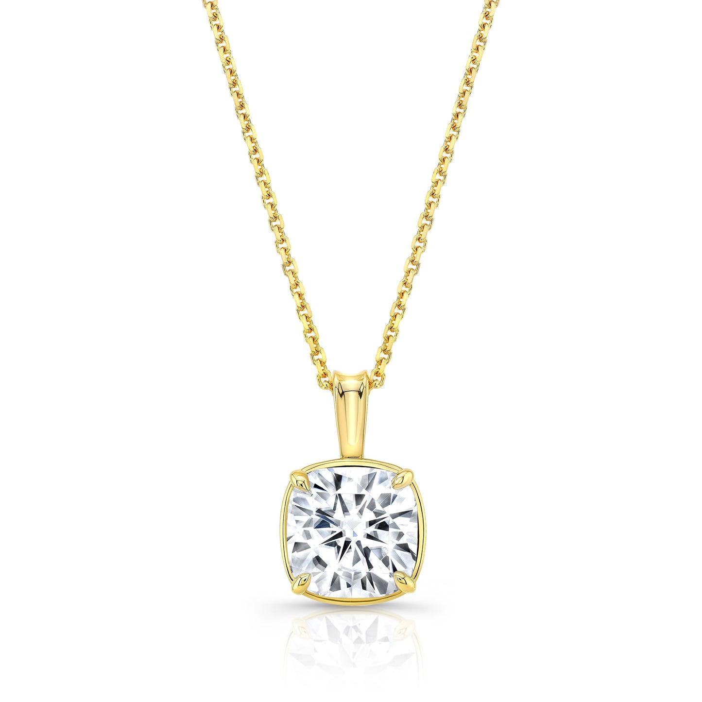 Cushion Diamond Solitaire Pendant In A 14k Yellow Gold 4-prong Leaf Scroll Setting, 2.24ct. T.w. (i, Vs1 Gia)