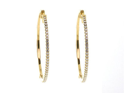 Diamond Hoop Earrings In 18k Yellow Gold (3/4 Ct.tw.)