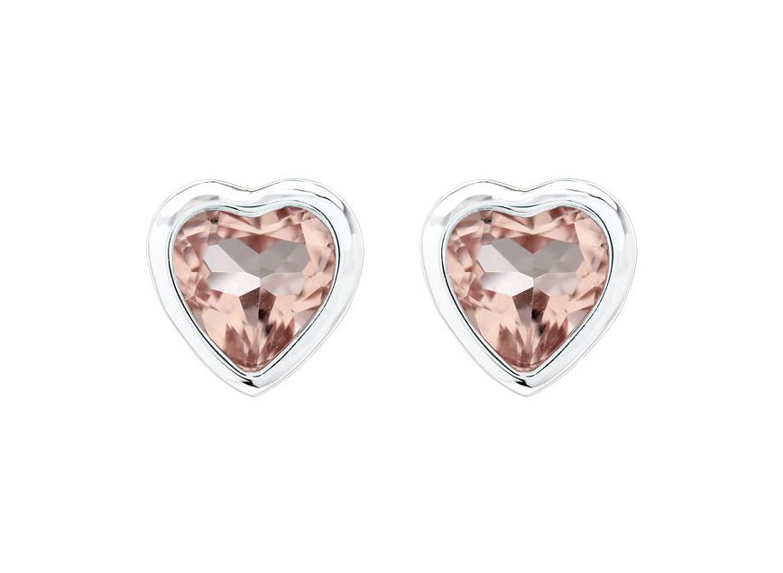 Heart Shaped Morganite & 14k White Gold Earring