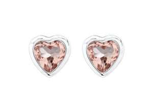 Heart Shaped Morganite & 14k White Gold Earring – front view | RockHer