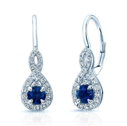 Sapphire And Diamond Earrings In 14k White Gold