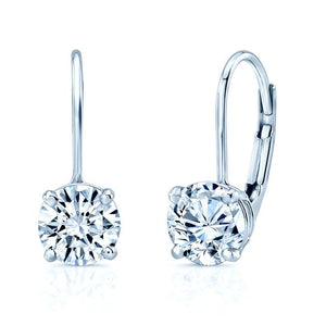 Diamond Lever Back Earrings in 14K White Gold | RockHer