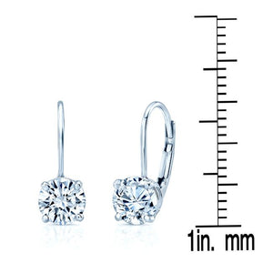 Diamond Lever Back Earrings in 14K White Gold – scale reference | RockHer
