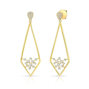 Diamond Pave Elongated Diamond Shaped Earrings in 14K Yellow Gold | RockHer