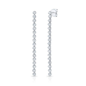 Diamond Linear Drop Earrings in 14K White Gold, in 14K Rose Gold – front view | RockHer
