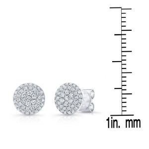 Natural Diamond Round Brilliant Stud Earrings in 14K White Gold – scale reference | RockHer