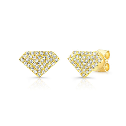 Micro Pave Diamond Triangle Earrings In 14k Yellow Gold (1/2 Ct.tw.)