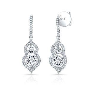 2 Stone Drop Earrings With Minaret Tips in 14K White Gold – front view | RockHer