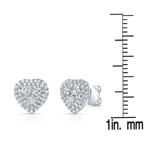 Natural Diamond Heart Shape Stud Earrings in 14K White Gold – scale reference | RockHer