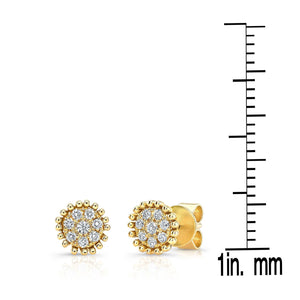 Natural Diamond Round Brilliant Stud Earrings in 14K Yellow Gold, 6 ct. t.w. – scale reference | RockHer