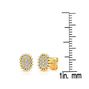 Natural Diamond Oval Stud Earrings in 14K Yellow Gold – scale reference | RockHer