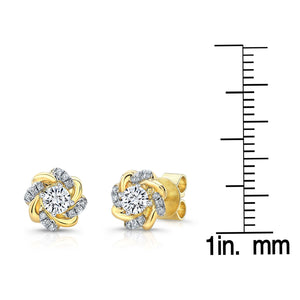 Natural Diamond Round Brilliant Stud Earrings in 14K Yellow Gold – scale reference | RockHer