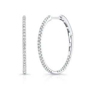 Diamond Pave Inside-out Hoop Earrings With Secure Closure in 14K White Gold | RockHer