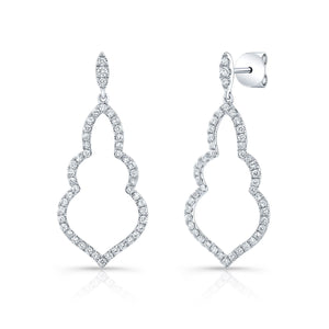 Diamond Open Damask Dangle Earrings in 14K White Gold | RockHer