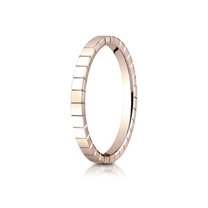 2mm High Polish Carved Wedding Band, in 14K Rose Gold | RockHer