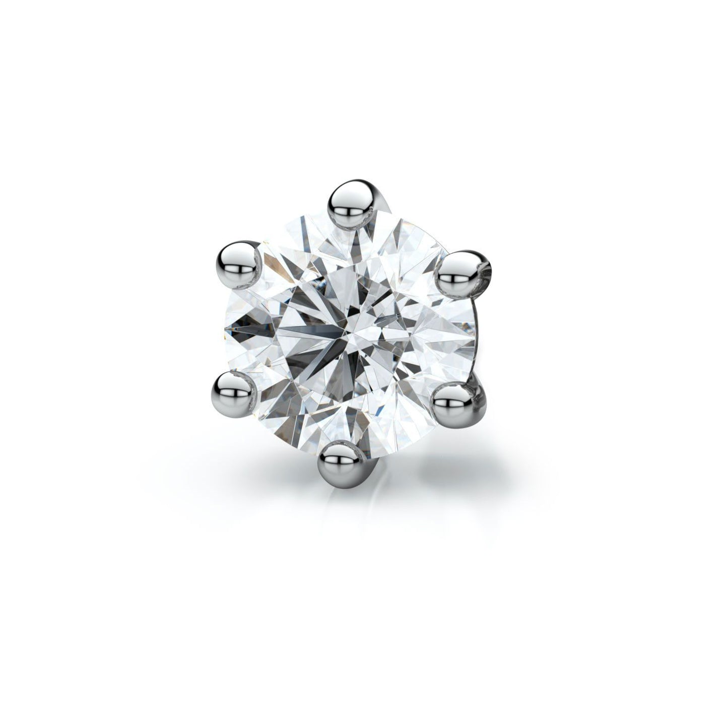 14k White Gold 6-prong Round Diamond Single Stud Earring 0.25ctw (4.1mm Ea), J-k Color, Si Clarity