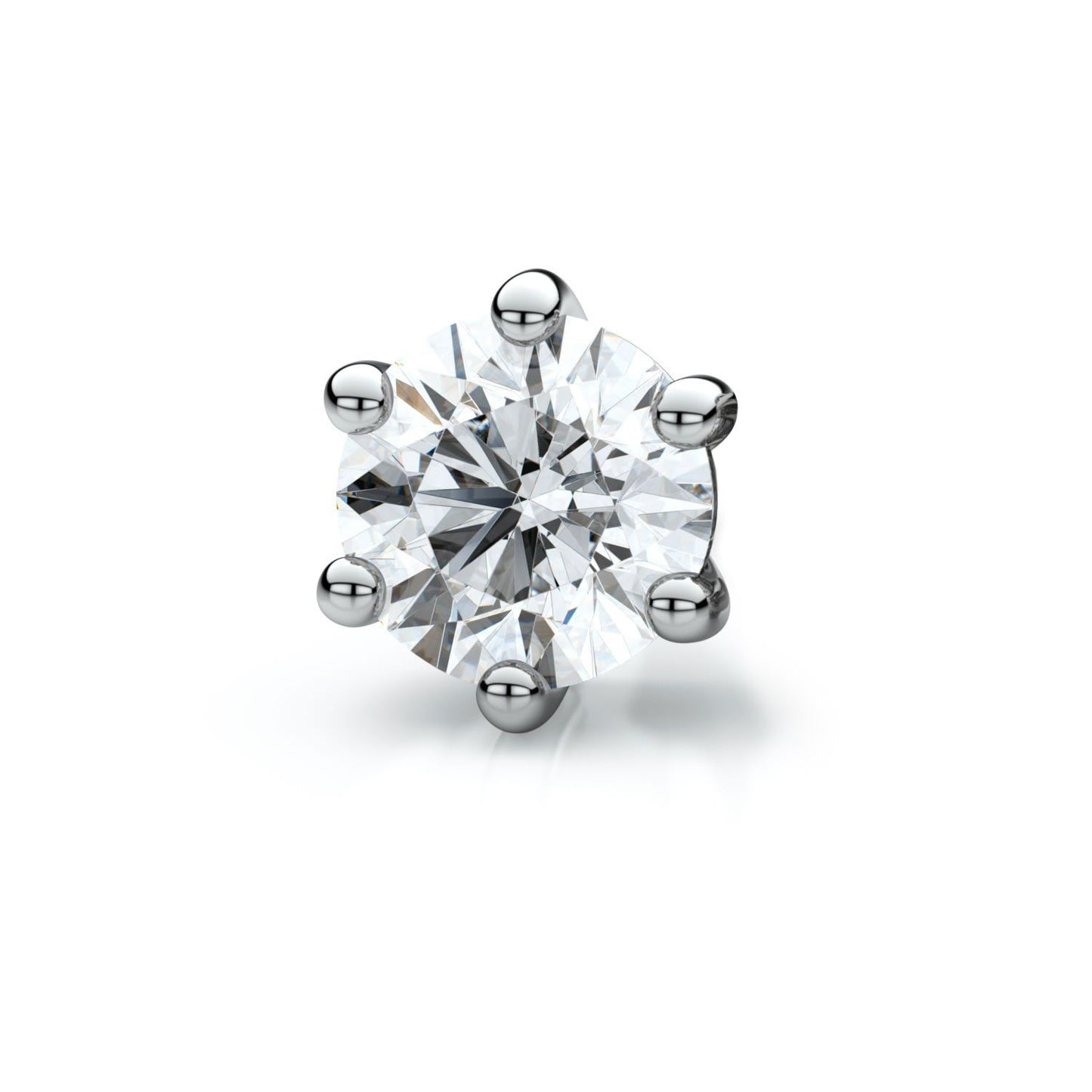 14k White Gold 6-prong Round Diamond Single Stud Earring 0.16ctw (3.4mm Ea), J-k Color, Si Clarity