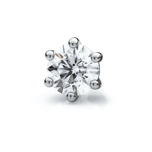 14k White Gold 6-prong Round Diamond Single Stud Earring 0.16ctw (3.4mm Ea), H-i Color, Si Clarity