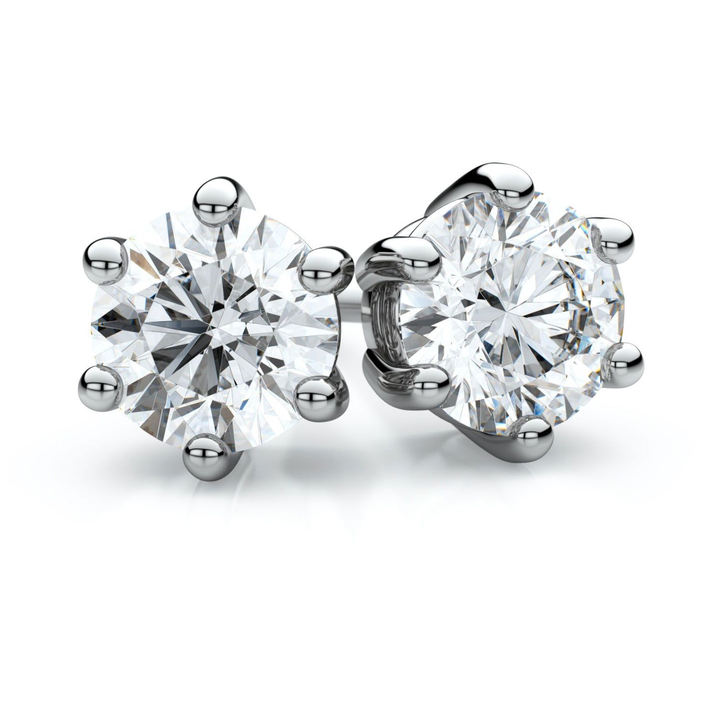 14k White Gold 6-prong Round Brilliant Diamond Stud Earrings (0.25 Ct. T.w., Vs1-vs2 Clarity, H-i Color)