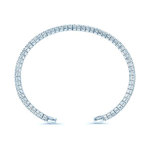 Diamond Open Cuff Bangle With Solid Heart Ends in 18K White Gold – side profile | RockHer