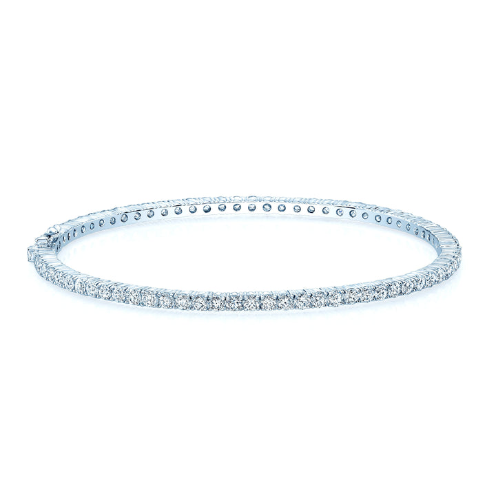 Diamond Bangle Bracelet in 18K White Gold – front view | RockHer