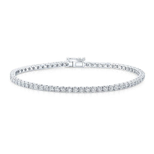 14K White Gold Natural Diamond Tennis Bracelet 7 Inch, 3.00ctw H/VS Ideal Cut Full-Cut Rounds | RockHer