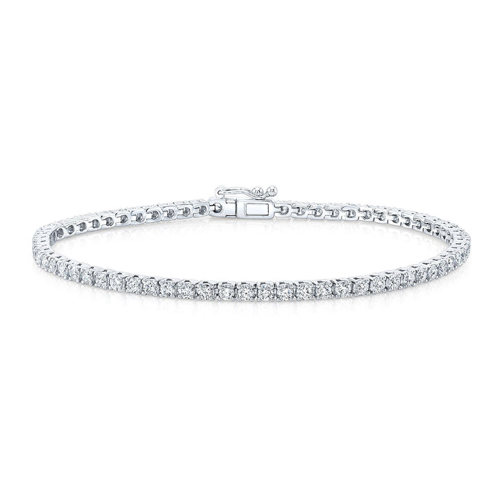 14K White Gold Natural Diamond Tennis Bracelet 7 Inch, 3.00ctw H/VS Ideal Cut Full-Cut Rounds | RockHer