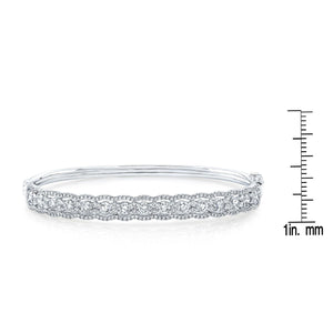 Diamond Scallop Edge Bangle in 14K White Gold – front view | RockHer