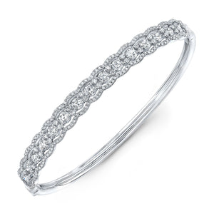 Diamond Scallop Edge Bangle in 14K White Gold – side profile | RockHer