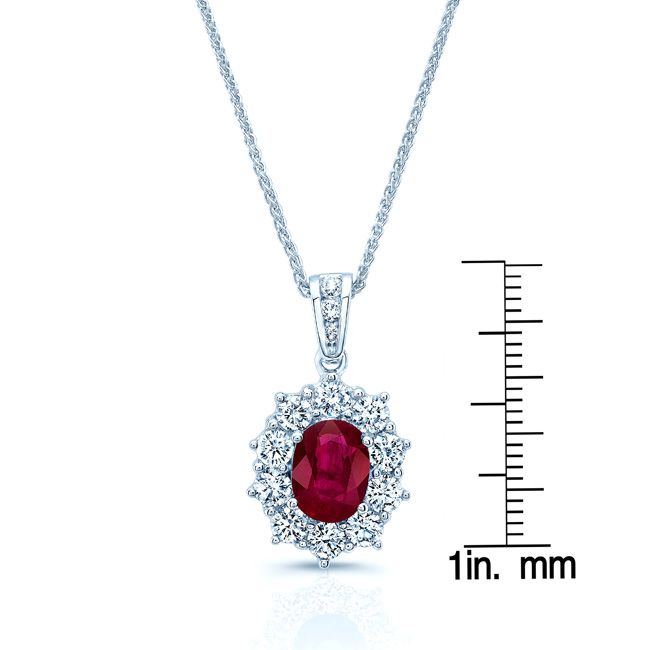Ruby And Diamond Pendant In 18k White Gold