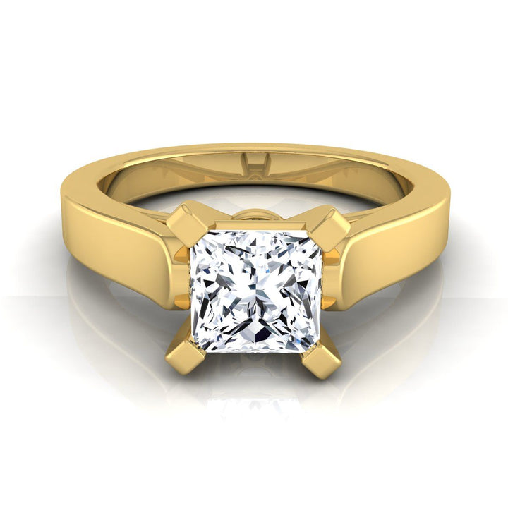Cathedral Engagement Ring with Princess Lab Diamond in 14K Yellow Gold, 0.5 ct | RockHer