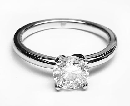 18K White Gold Round Brilliant Contemporary Comfort Fit Solitaire Engagement Ring