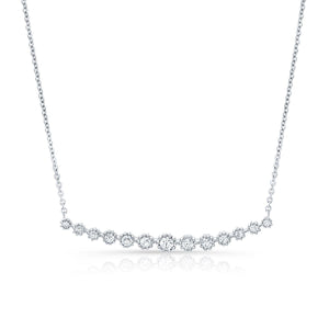 Diamond 13-stone Floral Millgrained Necklace in 14K White Gold (1/3 Ct.tw.) – front view | RockHer