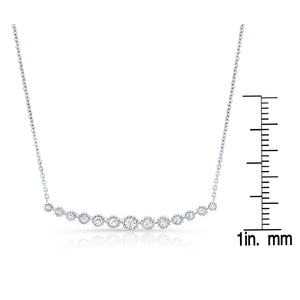 Diamond 13-stone Floral Millgrained Necklace in 14K White Gold (1/3 Ct.tw.) – scale reference | RockHer