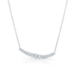 Diamond 13-stone Floral Millgrained Necklace in 14K White Gold (1/3 Ct.tw.) – side profile | RockHer