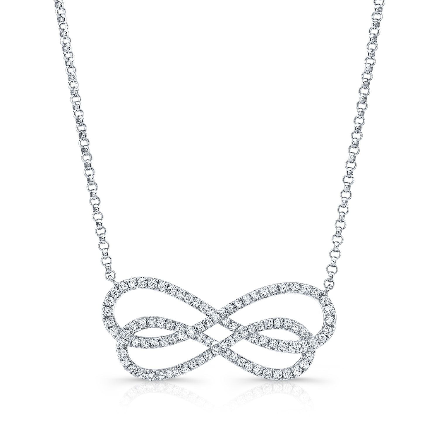 Diamond Double Infinity Necklace In 14k White Gold (2/3 Ct.tw.)