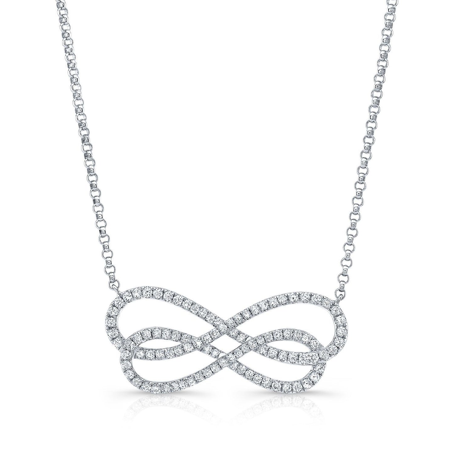 Diamond Double Infinity Necklace In 14k White Gold (2/3 Ct.tw.)