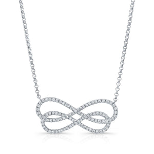 Diamond Double Infinity Necklace in 14K White Gold (2/3 Ct.tw.) – front view | RockHer