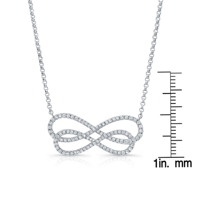 Diamond Double Infinity Necklace In 14k White Gold (2/3 Ct.tw.)