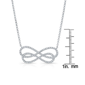 Diamond Double Infinity Necklace in 14K White Gold (2/3 Ct.tw.) – front view | RockHer